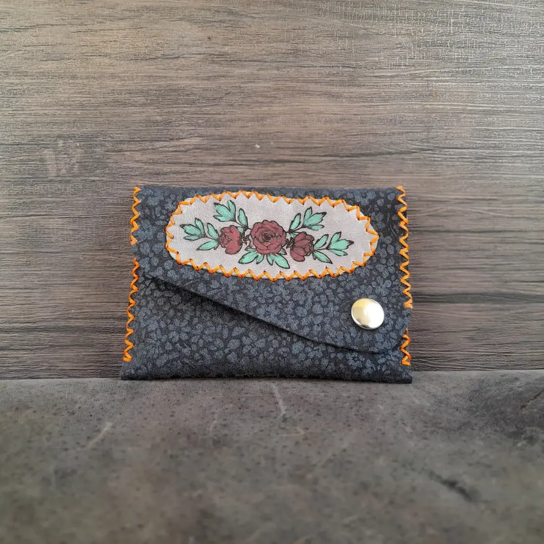 Floral Print Mini Suede Leather Purse