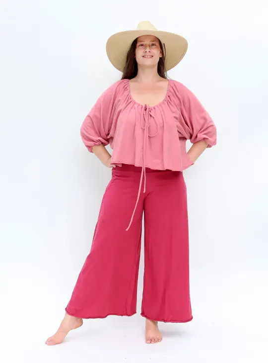 Drawstring Collar Honey Bee Cropped Shirt Kaftan