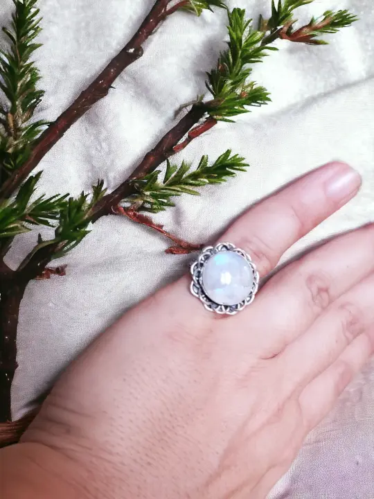 Silver Moonstone Ring