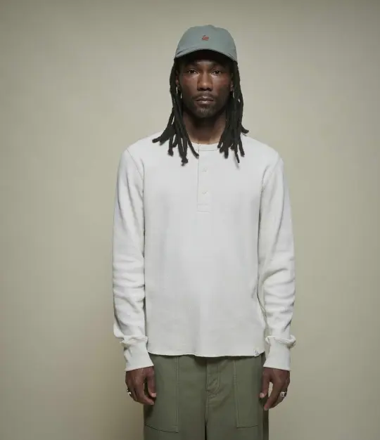 Diamond-Patterned Cotton Thermal Henley