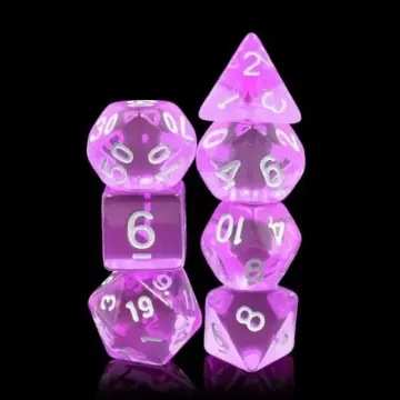 Purple Tyrian Gems Dice Set – 7-Piece Royal Purple Acrylic DnD Dice