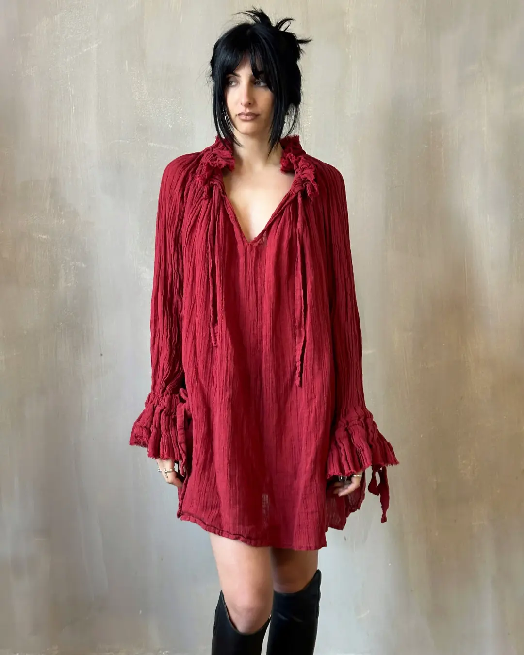 Alchemist Chemise in Burnt Red Linen (In Stock)