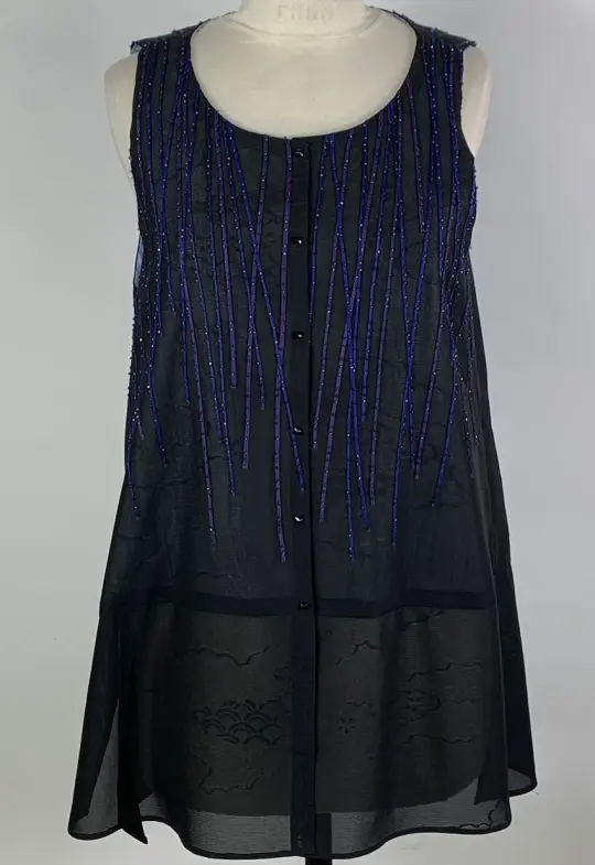 Black and Blue Beaded Vest