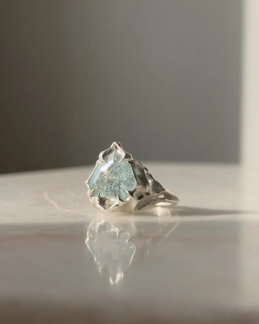Deep Water // Silver + 10.25ct Aquamarine Sunstone