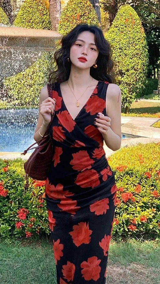 Retro flower waist sexy hip long skirt homecoming dress R3433