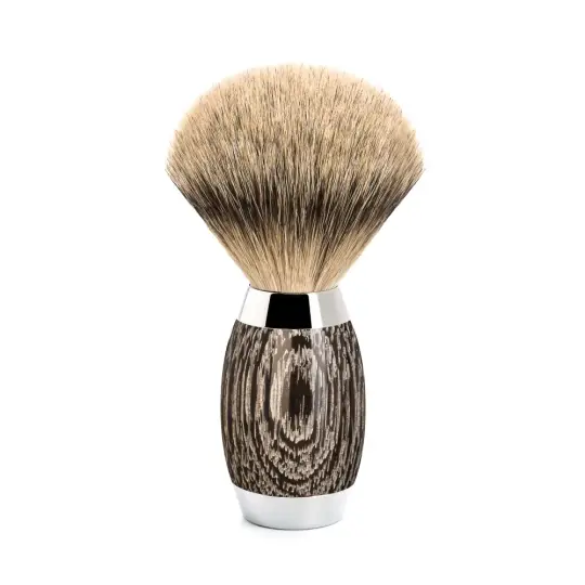 MÜHLE EDITION Shaving Brush, Silvertip Badger, Ancient Oak & Sterling Silver