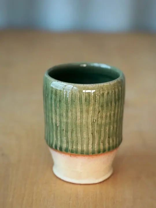 Cup - Speckled Cream + Green