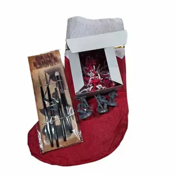 stocking stuffer bundle with dnd miniatures and paint brushes