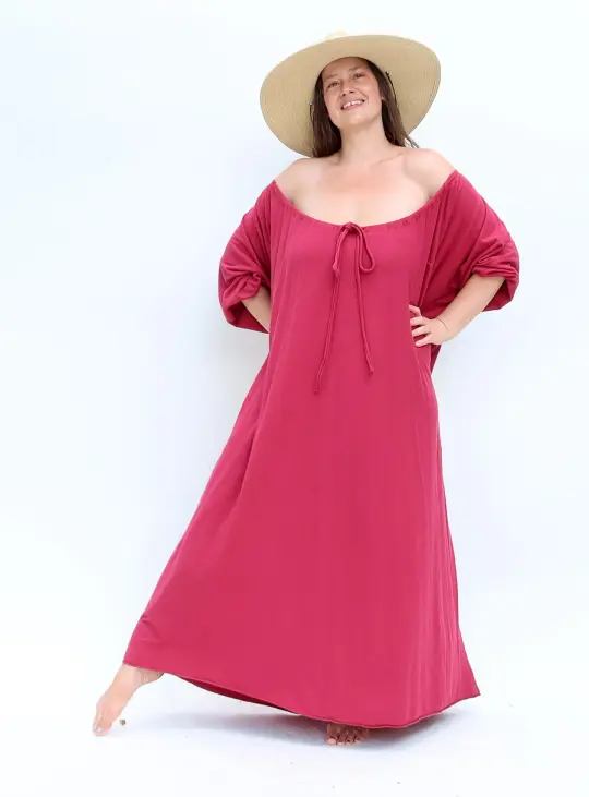 Drawstring Collar Honey Bee Long Kaftan