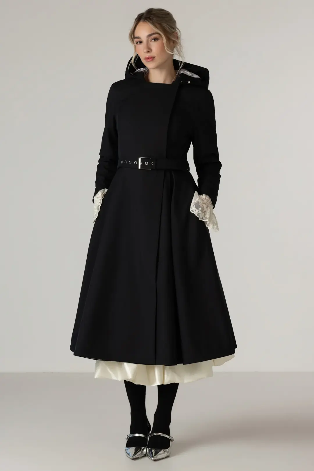 Double Breasted Trench Coat in Solid Black | Queen of Spades