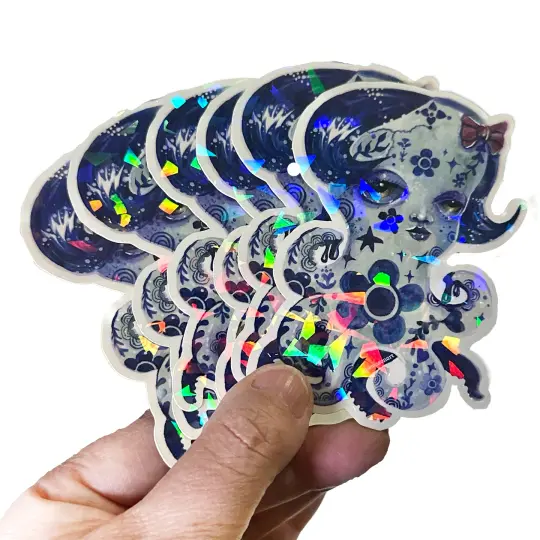 Octopus Girl Vinyl Sticker With Shimmer Ice Effect