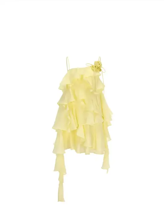 Sweet layered wave suspender skirt new style stylish age-reducing skirt R3380