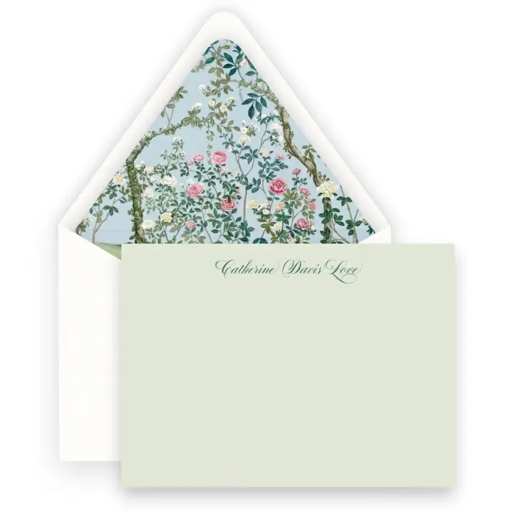 Watercolor Chinoiserie Blue Lined Women's Stationery