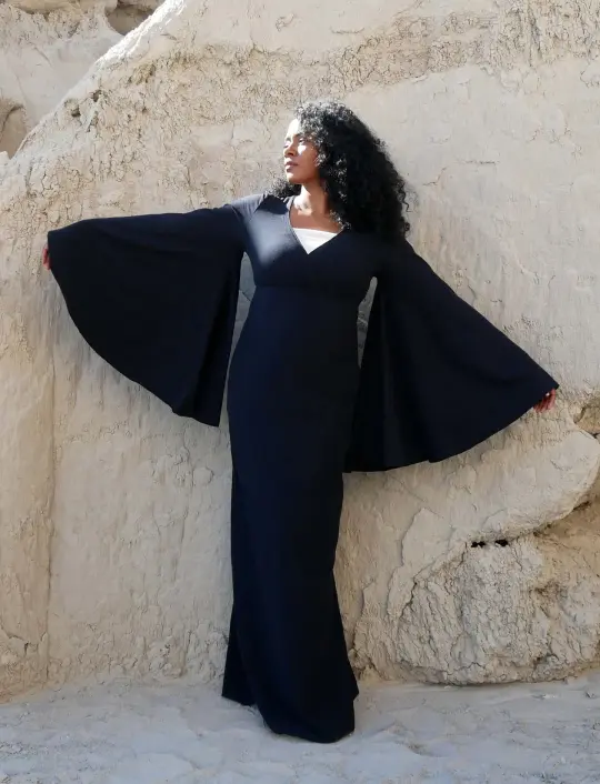 Market Priestess Sleeve Empire Pencil Long Dress