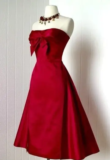 Silky Satin Bow Women's Homecoming Dress Burgundy Corset Short Prom Dress Cocktail Dress RS2906