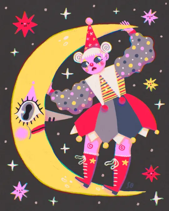 The Moon Is A Clown - Print
