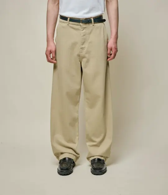 1940s Cotton Twill High Rise Wide Leg Chino