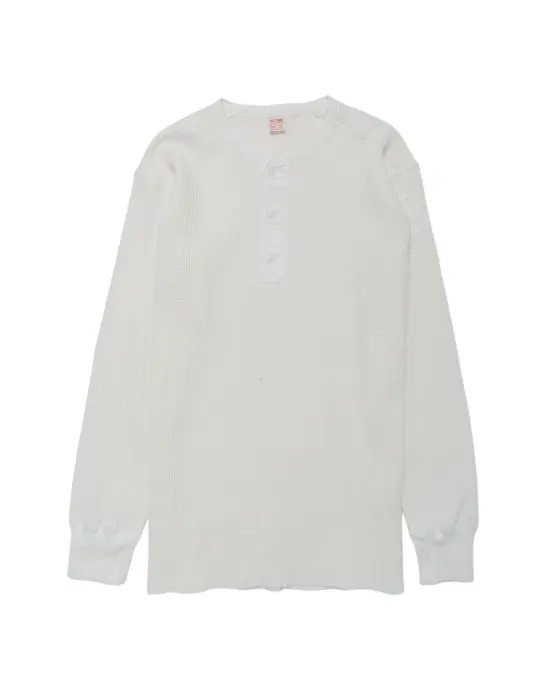 The Real McCoy's MC24122 Waffle Thermal Henley Undershirt L/S White