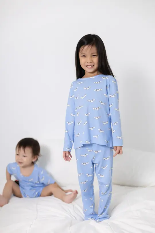 Long-Sleeve Pyjamas Set - Blue Hot Dogs