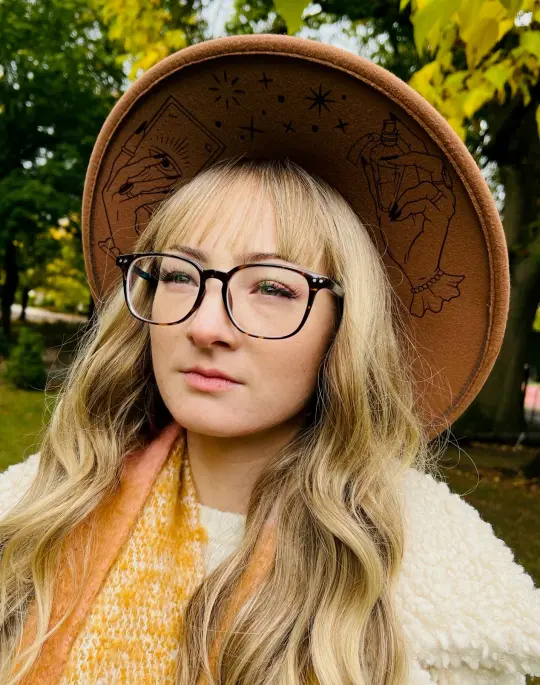 Caramel Hands of Tarot Vegan Felt XL Wide Brim Hat