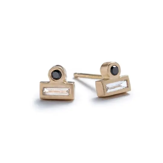 Ipsum 14k Gold Diamond Stud Earrings