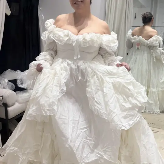 Stunning Lace Puffy Women's Prom Gown White Waist Fitted Maxi Evening Dress Birthday Dress — Fall Outfit 2026 New RS3238
