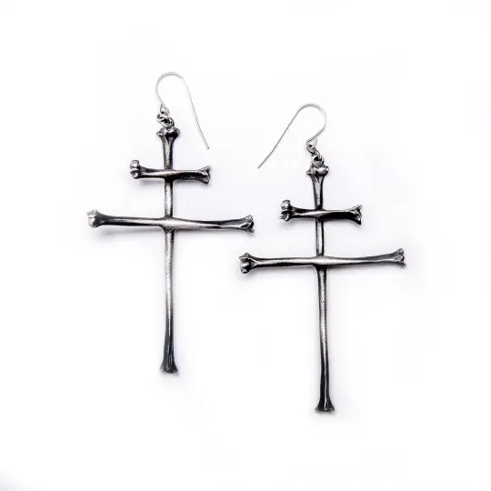 * Ready to Ship * As Above, So Below Part II: Medium Lorraine Cross Earrings.