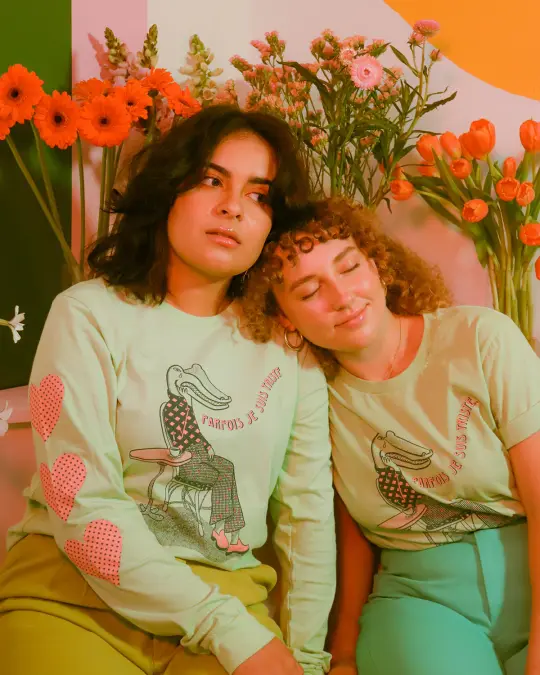 Sometimes I'm Sad Short & Long Sleeve Tees- Sage.