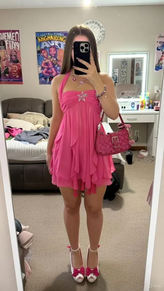 Casual Hot Pink A-Line Halter Chiffon Bodycon Mini Summer Dress Homecoming Dress RS184