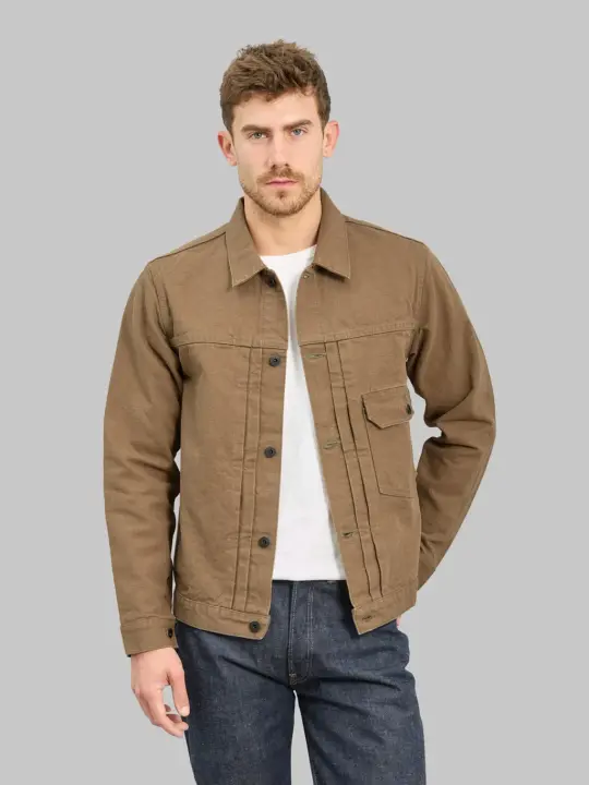 ONI Denim 01507L HOX-BRK "Sulfur Dye Heavy Oxford" 13oz Type Ⅰ Jacket Brown Khaki