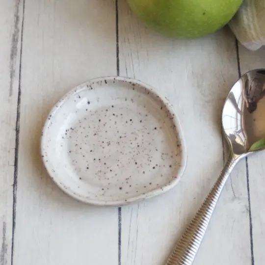 Small Spoon Rest in Speckled Natural Beige, Handcrafted Made in USA
