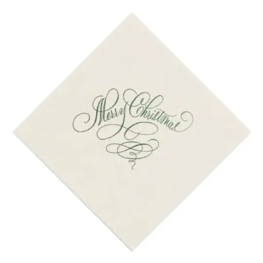 Forest on Ivory Merry Christmas Foil Printed Elegance Cocktail Napkins, set of 20