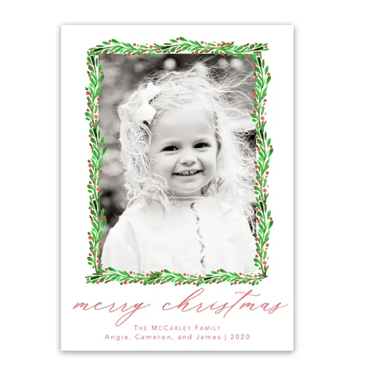 Watercolor Holly Holiday Card