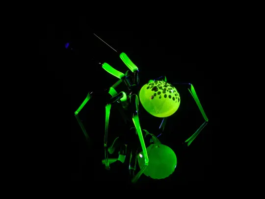 Glow in the Dark Uranium Glass Spider Figurine • Murano Glass Insect • Creepy Gothic Decor Gift