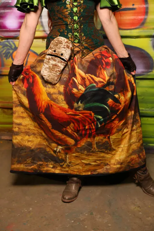 Tulip skirt in The Golden Rooster w/Black Back - The Hoedown Throwdown Collection