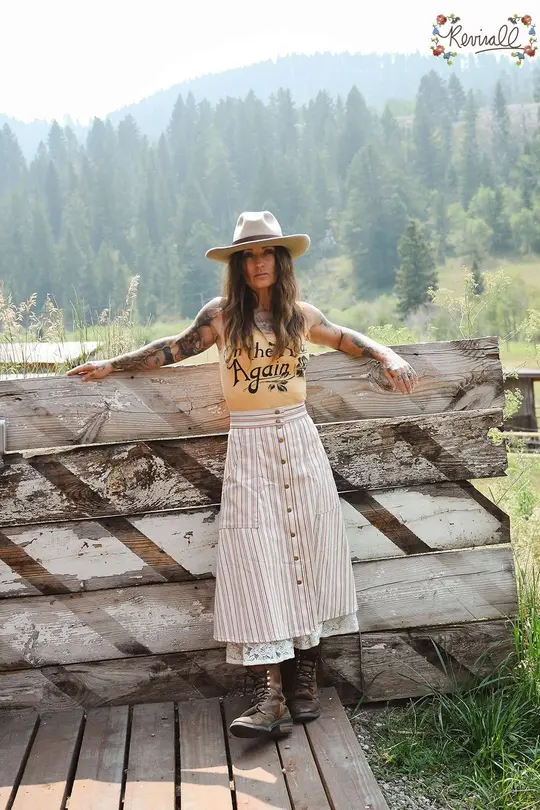 Striped Prairie Skirt without Ruffle-Medium