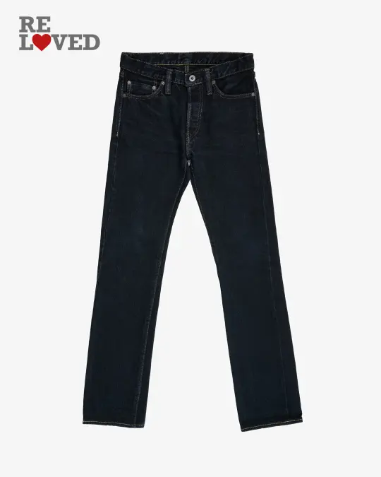 18oz Selvedge Indigo Slim Straight Cut - Indigo Overdyed Black (IH-666Sod) Tag 30, Hemmed to 32.4''