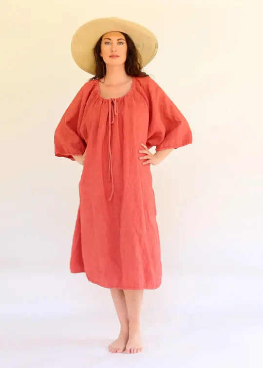 Drawstring Collar Bumble Bee Below Knee Kaftan