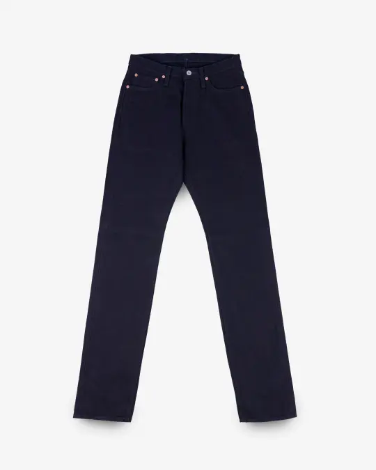 14oz Selvedge Denim Mid/High Rise Tapered Cut Jeans - Indigo/Indigo