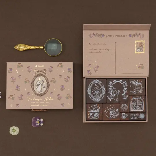 Tsuki ‘Vintage Neko’ Bullet Journal Stamp Set ☾
