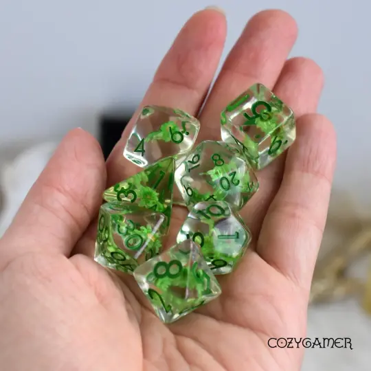 Green Mini Flower Dice Set