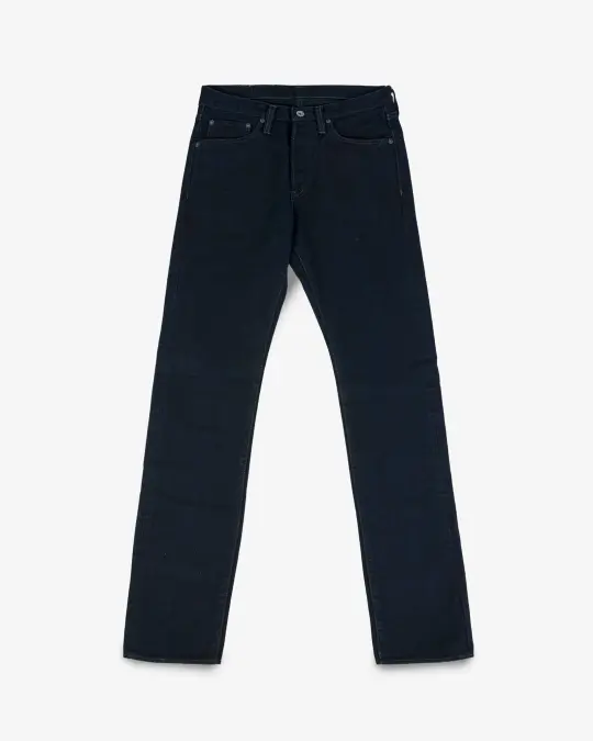 14oz Broken Twill Selvedge Denim Slim Cut Jeans - Indigo Overdyed Black
