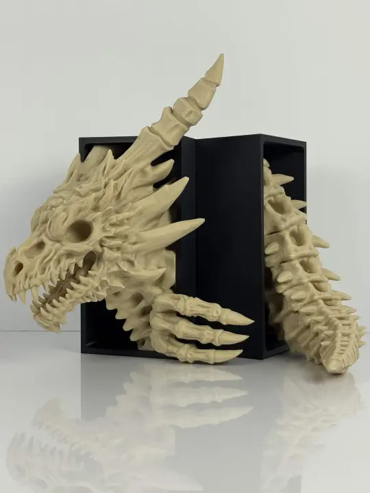Skeleton Dragon Book Nook | Fantasy Bookshelf Decor