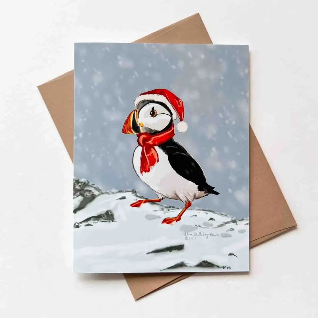 Puffin Christmas Card, Wholesale 6 Pack