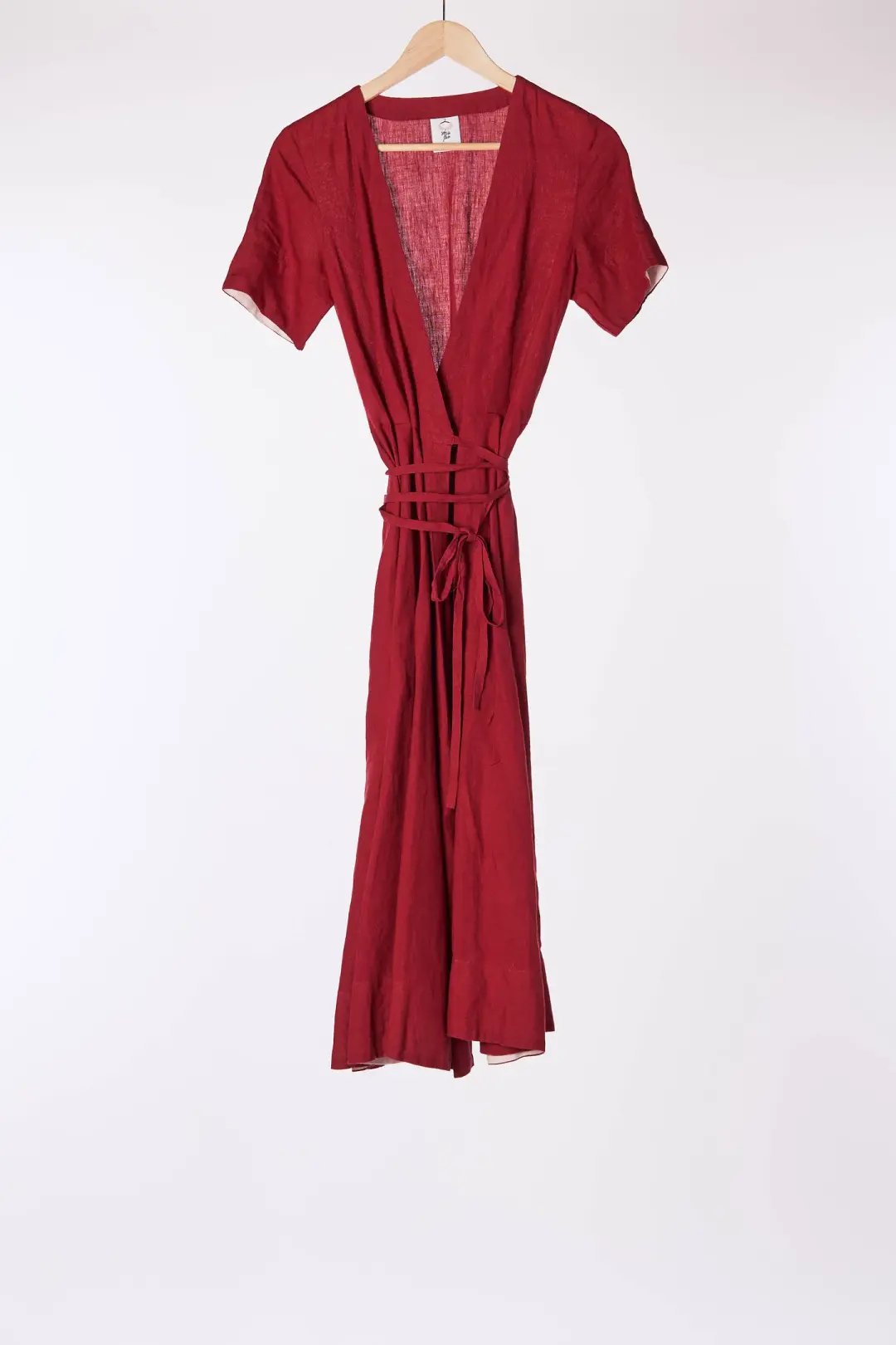 Wrap dress, Marsala Red, Short Sleeve