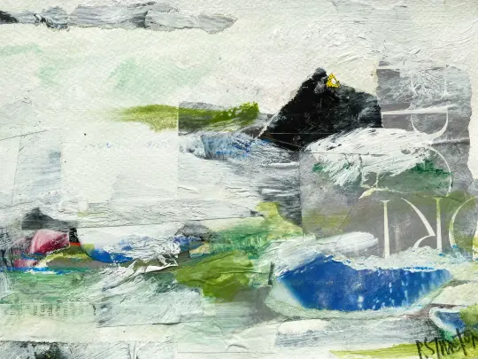 'Mounts Bay View' - Mixed Media Painting on Paper