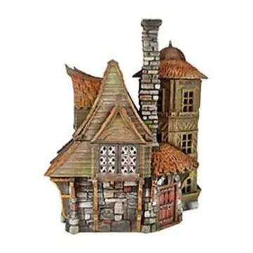 Fully painted 28mm 3D-printed turreted manor house with orange tile roofs — tabletop RPG terrain for D&D, Pathfinder & wargaming