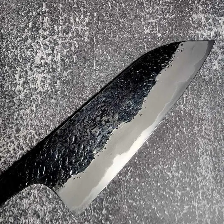 Kisuke Manaka Hon-Warikomi Kurouchi Tsuchime Blue #1 165mm Santoku Blade Only