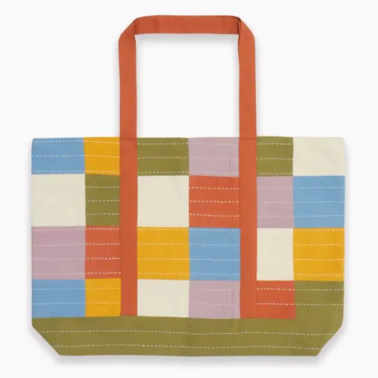 Checkered Canvas Tote Bag
