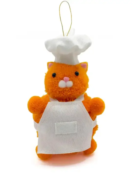 Chef Cat Pom Pom Ornament
